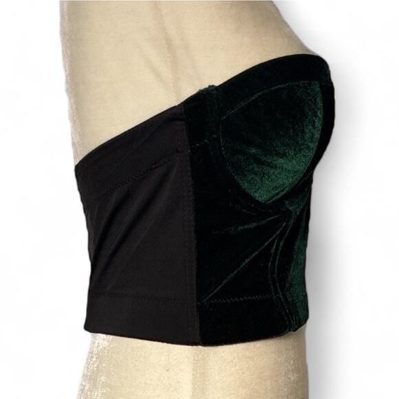 Lydia USA Women’s Velour Corset with Back Hook and Loop Closure in Green Size L - Picture 4 of 6